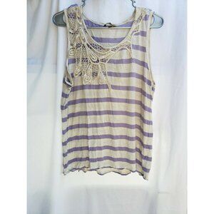 Po Pori Womens size XL Cami Tank Top Pull Over Scoop Neck Comfort Purple Stripe